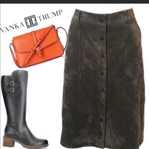 Ivanka Trump Suede Snap-on Skirt